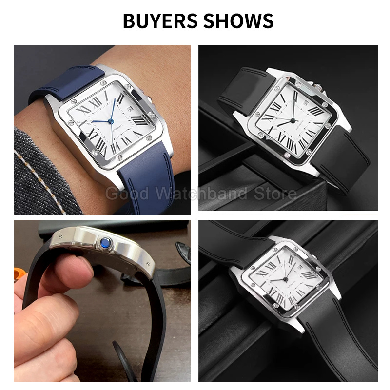 Black Blue High Quality Rubber - Cartier Watch Santos recension och pris