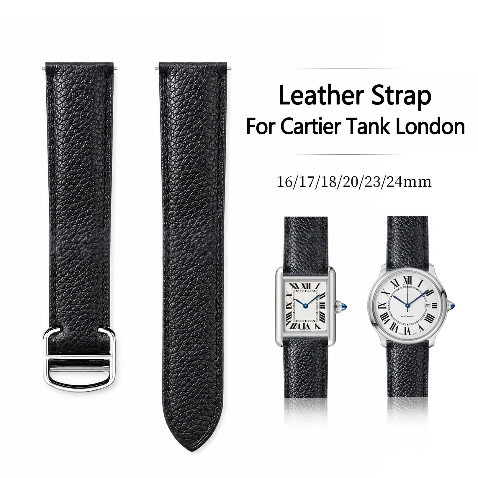16/17/18/20/23/24mm Leather Wa - Cartier Watch Ballon Bleu recension och pris
