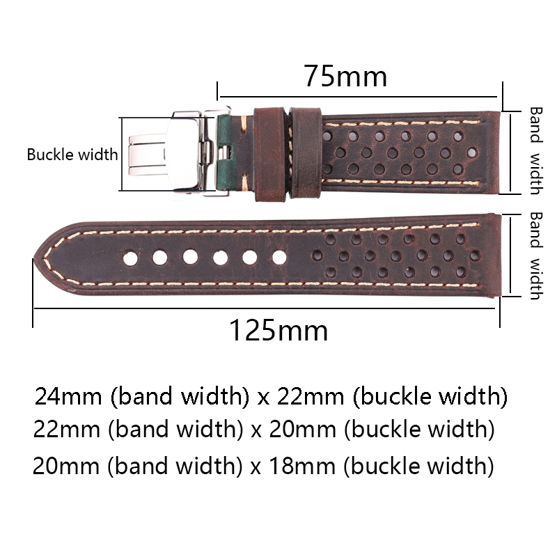 Retro Calf Leather Watch Bands - Curved Spring Bar recension och pris