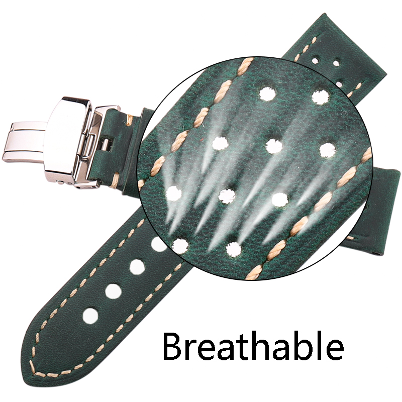 Retro Calf Leather Watch Bands - Curved Spring Bar recension och pris