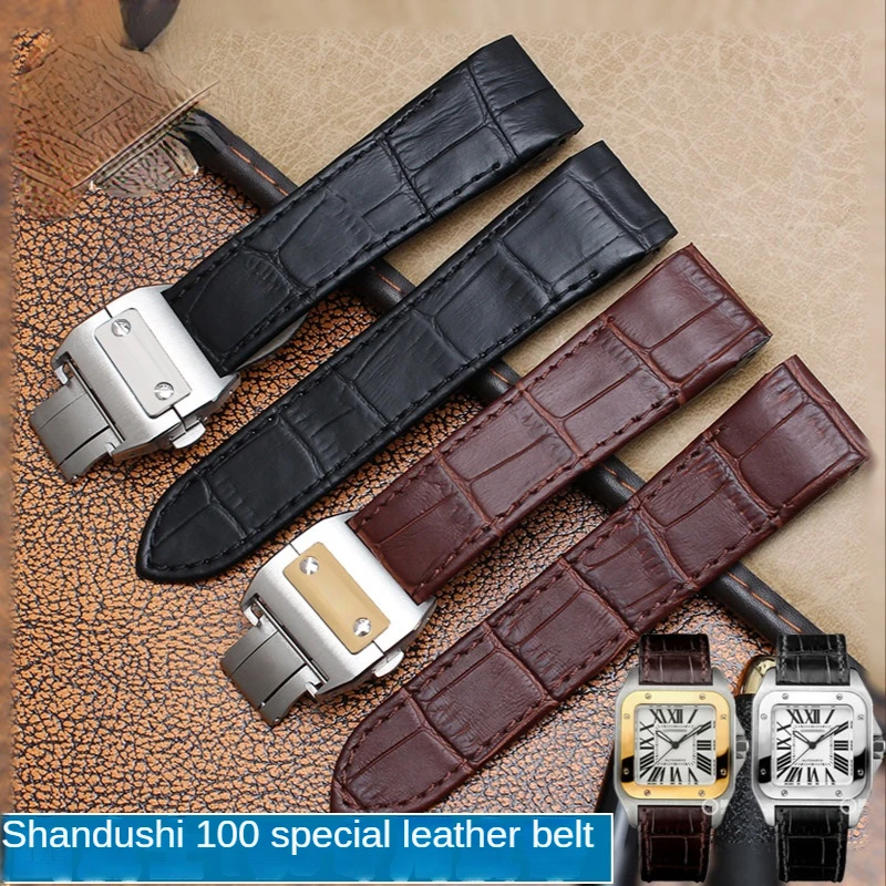 Genuine Leather Watchband for  - Cartier Watch Tank recension och pris