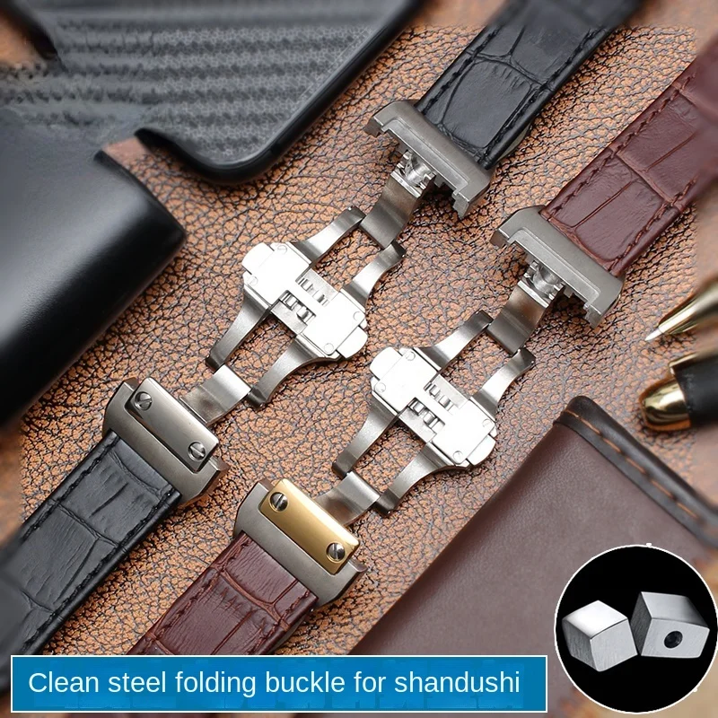 Genuine Leather Watchband for  - Cartier Watch Tank recension och pris