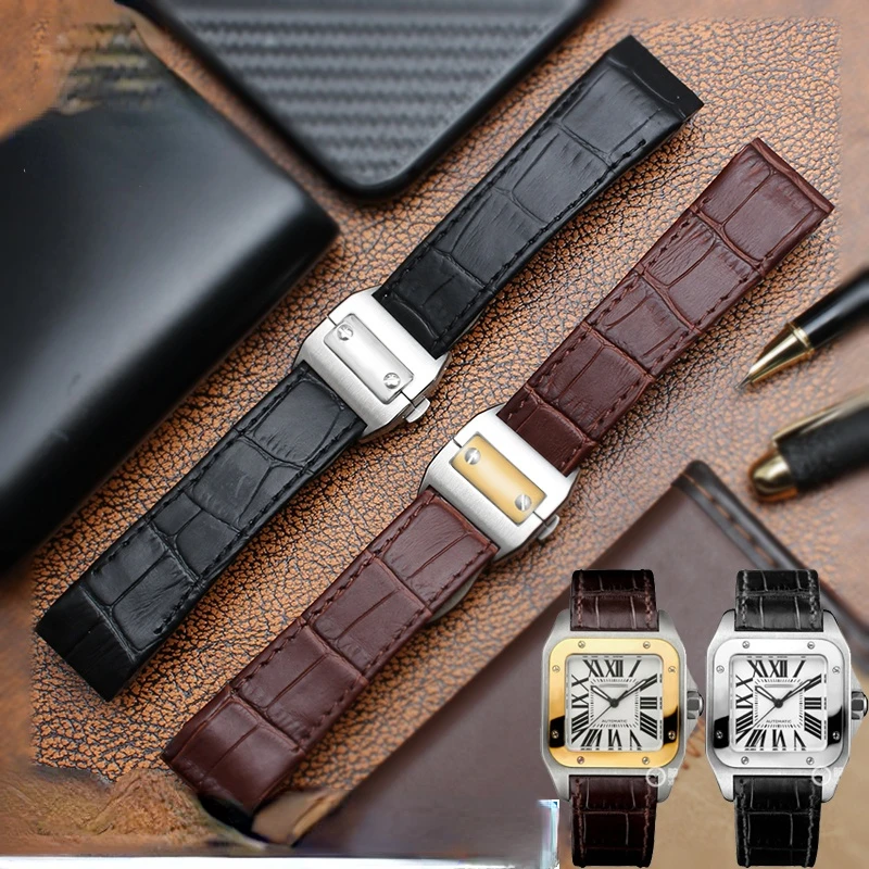Genuine Leather Watchband for  - Cartier Watch Tank recension och pris