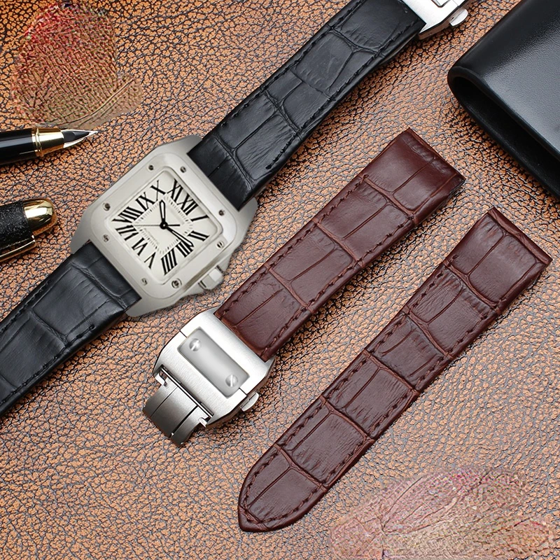 Genuine Leather Watchband for  - Cartier Watch Tank recension och pris