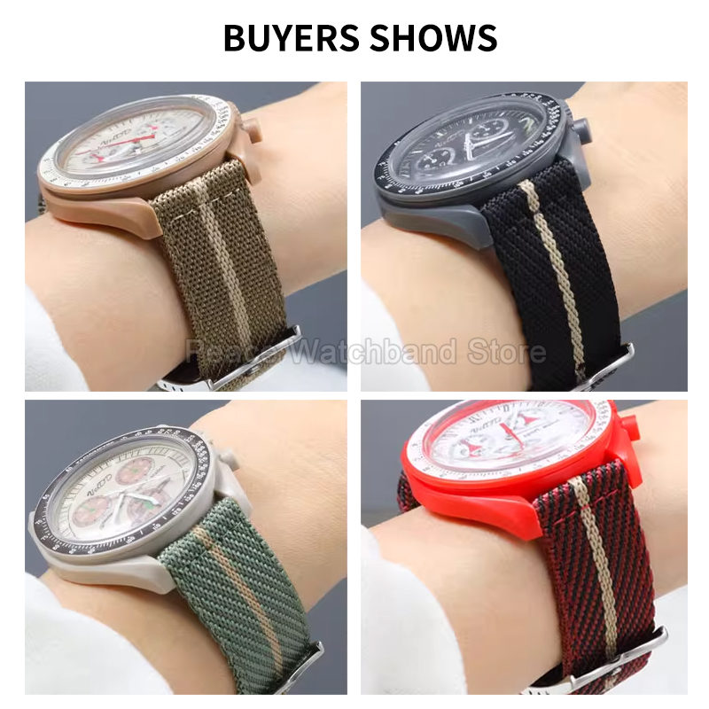 20 22mm Khaki Blue Red Nylon B - Nato Strap Nylon recension och pris